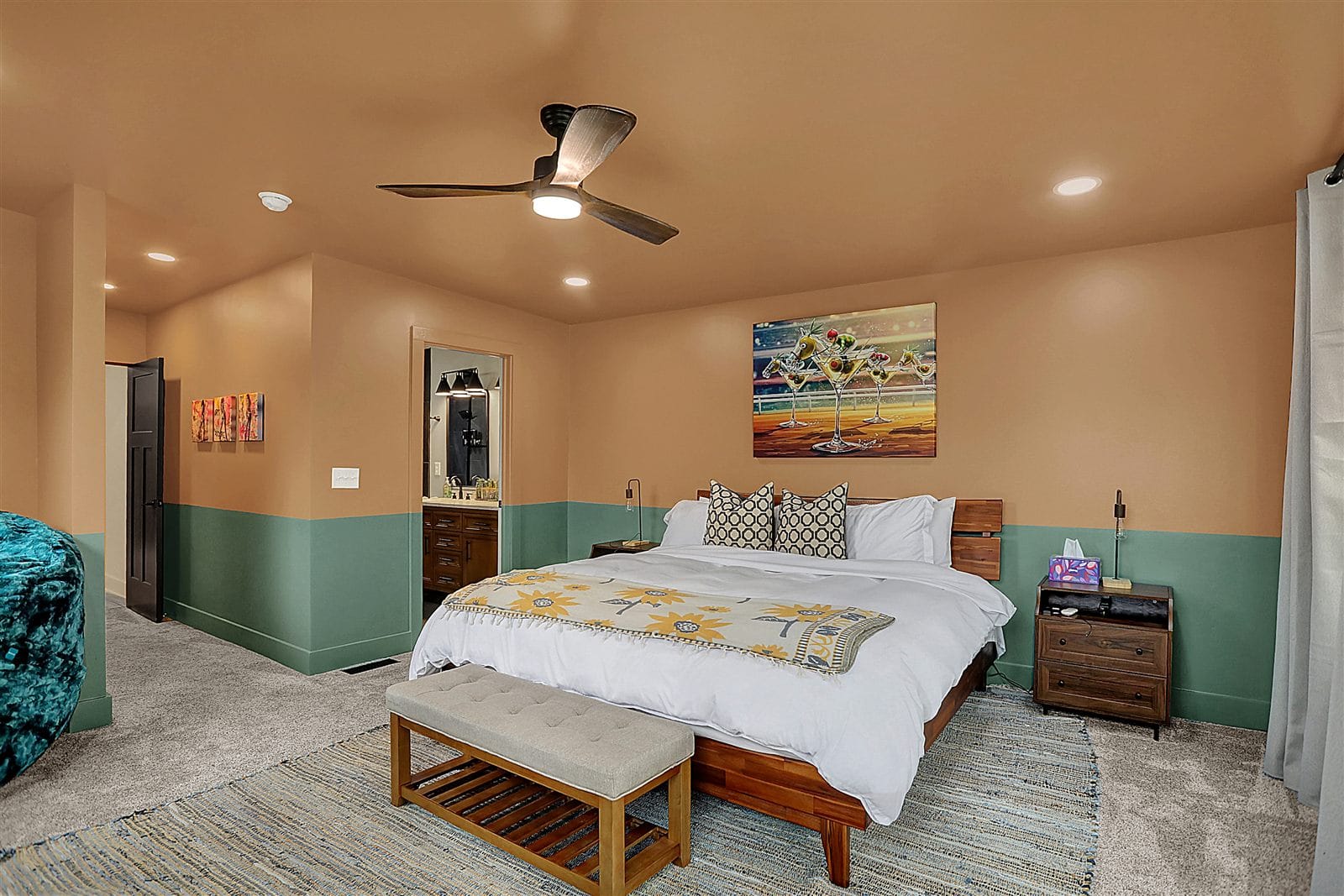 Walk-in closet with built-in shelving and hanging rods for long-stay storage